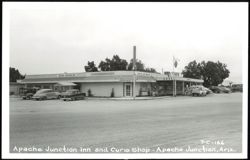 Apache Junction Inn and Curio Shop with Shell Gas Station Postcard