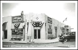 Lighthouse Drug Store and Western Union, Port Isabel Postcard