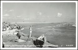 Fishing on the Jetties at Padre Island, Port Isabel, Texas Postcard