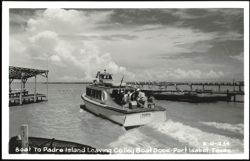Boat to Padre Island Leaving Colley Boat Dock, Port Isabel Postcard