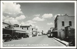 Main Street with Margo's Drugs and Vintage Cars Postcard
