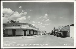 Main Street Looking East with City Drug Store & Piggly Wiggly, Rio Grande City, TX Postcard