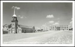 Starr County Court House and Catholic Church Postcard