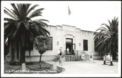 U.S. Post Office, Kingsville, Texas with Palm Trees and US Army Posters Postcard