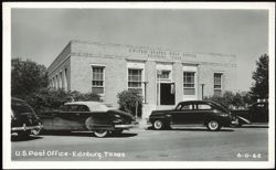 United States Post Office with Cars, Edinburg, Texas Postcard