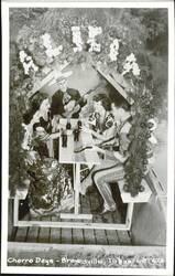 Charro Days Celebration with Musicians and Dancers in a Decorated Boat Postcard