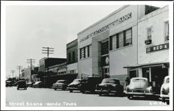 Street Scene with Hondo National Bank and Red & Food Stores Postcard
