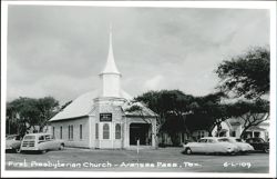 First Presbyterian Church with Cars - Aransas Pass Postcard