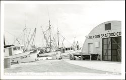 Shrimp Boats at Jackson Seafood Co. Dock Postcard