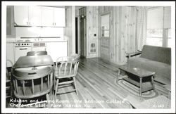 Kitchen and Living Room - One Bedroom Cottage Postcard
