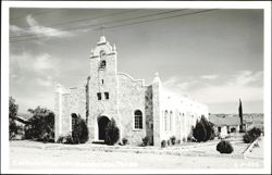 Catholic Church with Stone Facade and Bell Tower Postcard