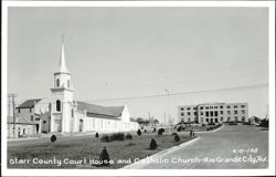 Starr County Court House and Catholic Church, Rio Grande City Postcard