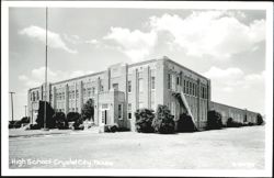 High School Building with Flagpole Postcard