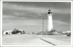 Powers Avenue and Old Lighthouse Postcard