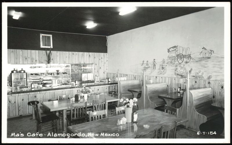 Ma's Cafe Interior with Western Mural Alamogordo New Mexico