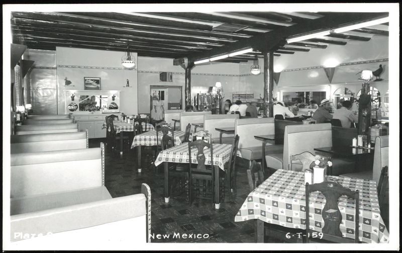 Interior View of Plaza Cafe Booths, Tables, and Exposed Beams Alamogordo New Mexico