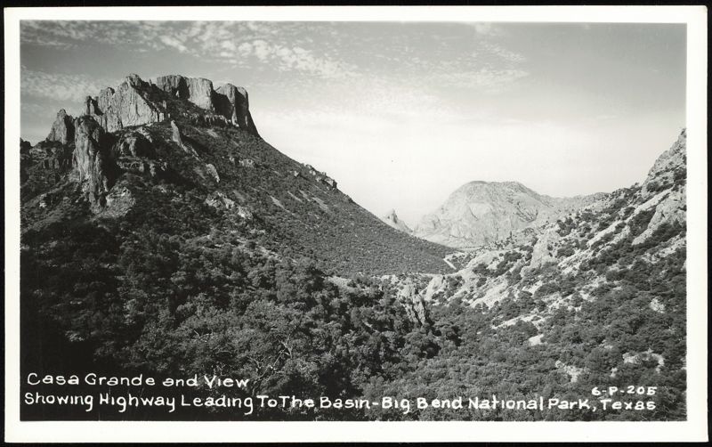 Casa Grande and View Showing Highway Leading To The Basin - Big Bend National Park Texas