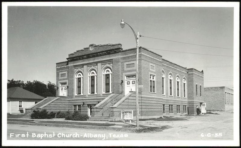 First Baptist Church, Albany, Texas - Brick Building with Arched Windows