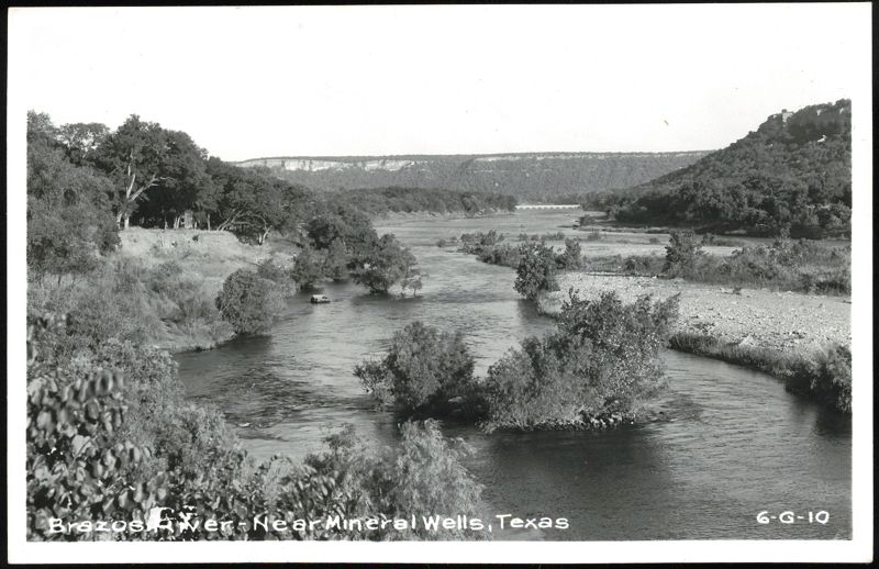 Brazos River Scenic View with Distant Bridge Mineral Wells Texas