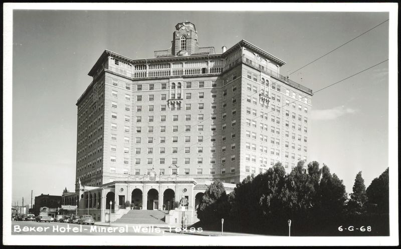 Baker Hotel building exterior with grand entrance Mineral Wells Texas