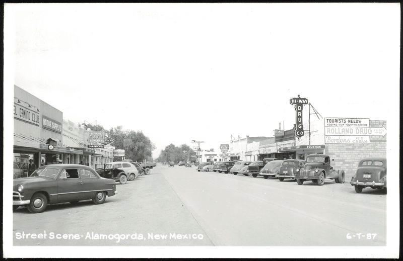 Street Scene with Businesses and Parked Cars Alamogordo New Mexico