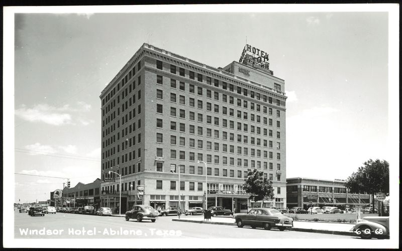 Windsor Hotel with Street Scene and Cars Abilene Texas