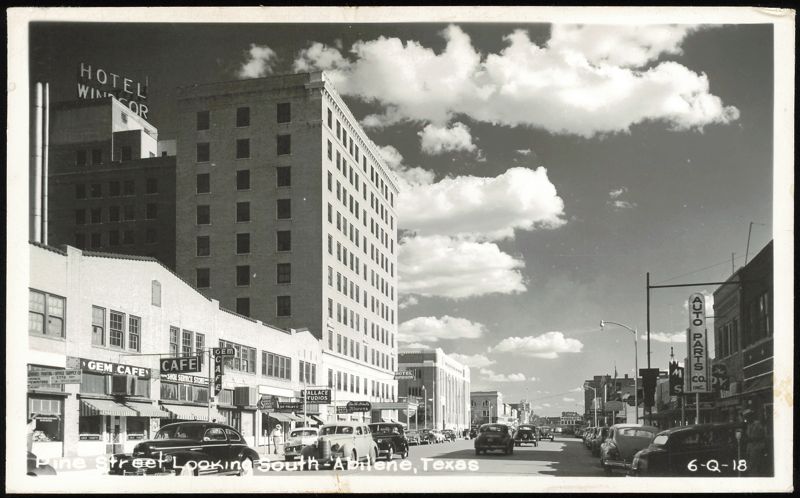 Pine Street Looking South with Hotel Windsor, Abilene, TX Texas