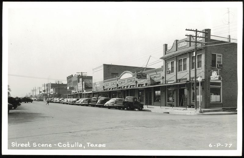 Street Scene with Central Power & Light Co. and Gaddis Pharmacy Cotulla Texas