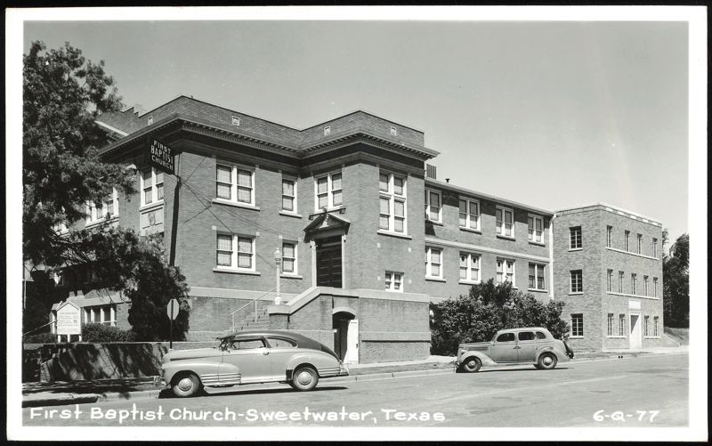 First Baptist Church, Sweetwater, Texas with Vintage Cars