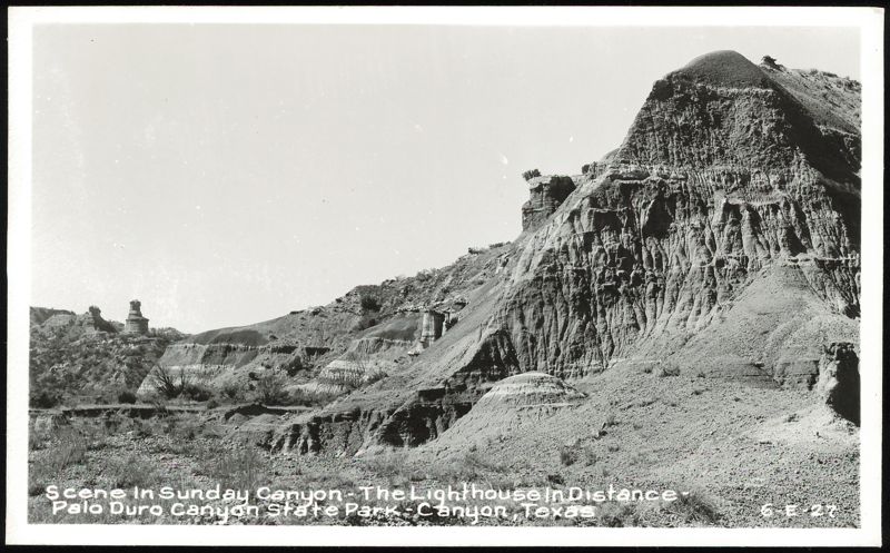 Scene in Sunday Canyon - The Lighthouse in Distance, Palo Duro Canyon State Park Texas
