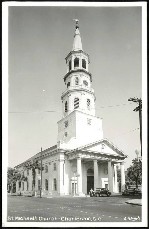 St. Michael's Church with Spire and Cars Charleston South Carolina