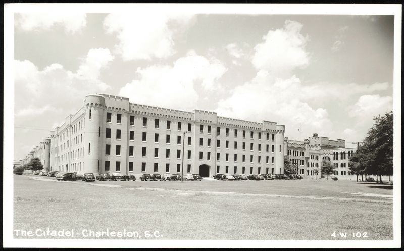 The Citadel - Castle-like Building with Cars Charleston South Carolina