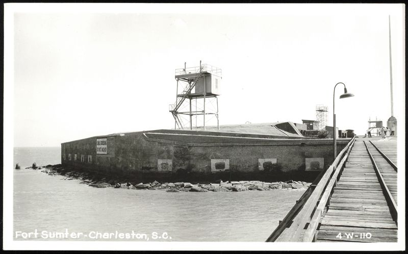 Fort Sumter with Pier and Watchtowers Charleston South Carolina