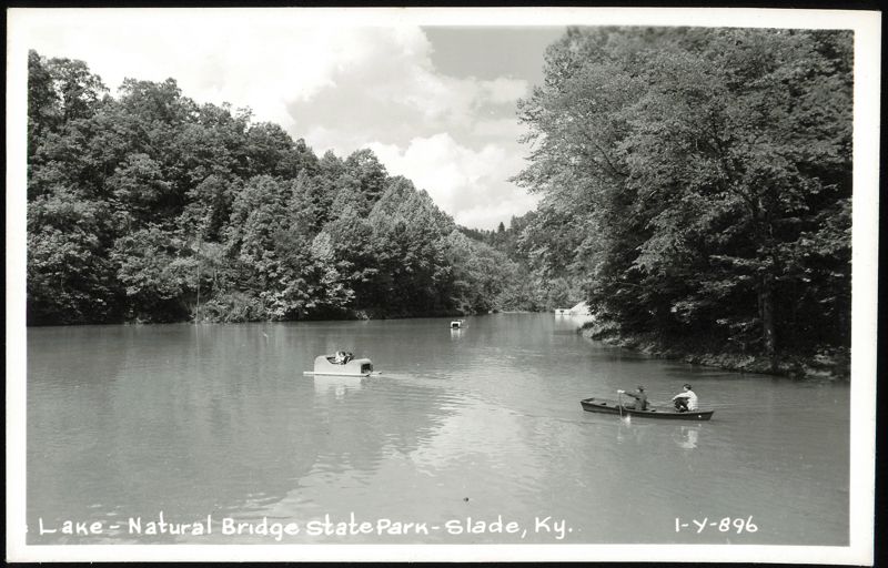 Lake at Natural Bridge State Park with paddle boats and rowboat Slade Kentucky