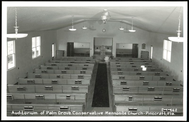 Auditorium of Palm Grove Conservative Mennonite Church Pinecraft Florida