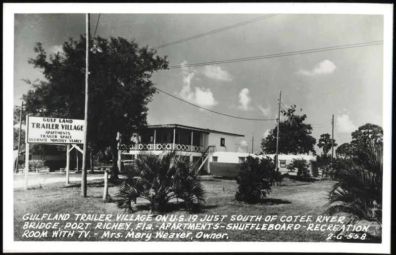 Port Richey FL: Gulffland Trailer Village RPPC Postcard Florida