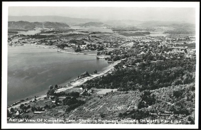 Aerial View of Kingston, TN with Highways 70 & 58 on Watts Bar Lake Tennessee