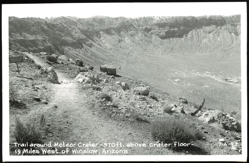 Trail around Meteor Crater, 570ft. above crater floor Winslow Arizona