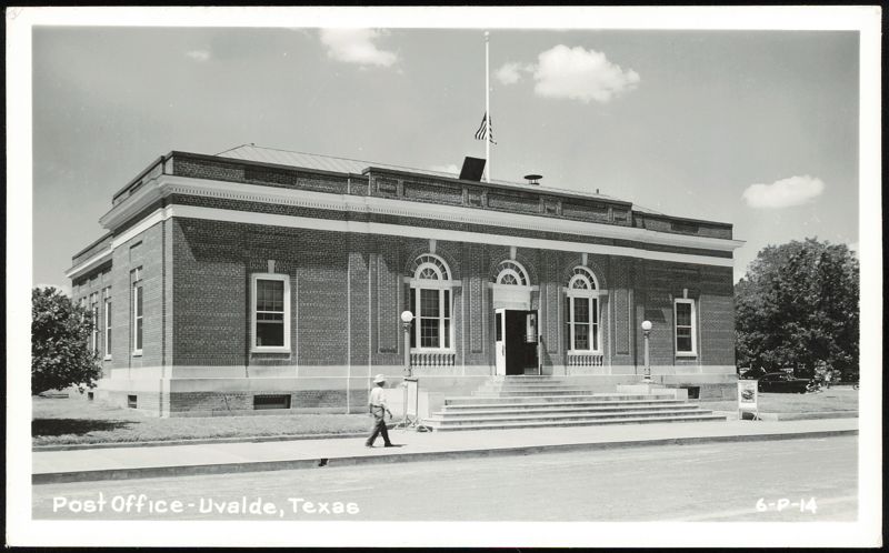 Uvalde, Texas Post Office Building with American Flag