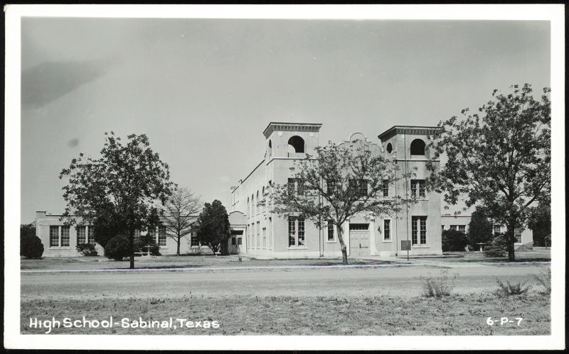 High School Building with Twin Towers Sabinal Texas