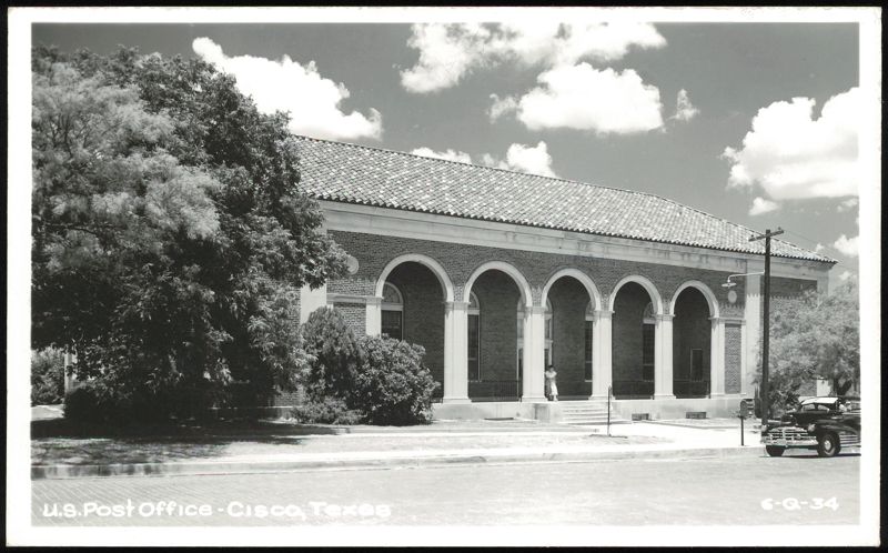 U.S. Post Office Building with Arches and Tiled Roof Cisco Texas