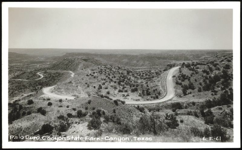 Palo Duro Canyon State Park winding road view Texas