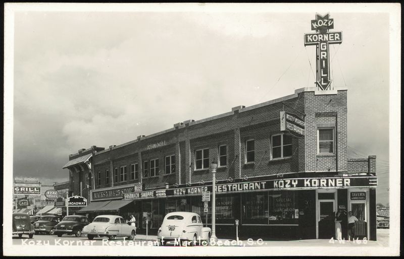 Kozy Korner Restaurant & Grill, Myrtle Beach Street Scene with Cars South Carolina
