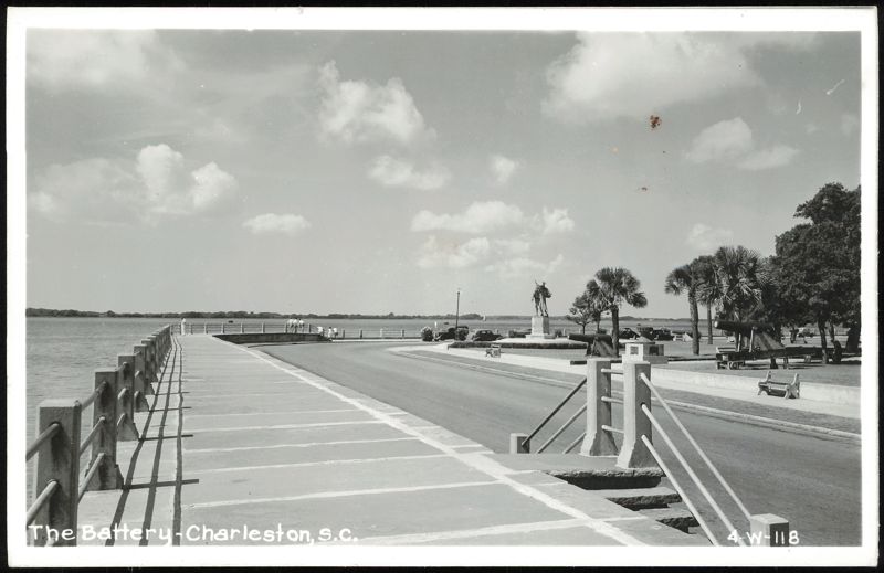 The Battery Waterfront Promenade with Monument and Cannons, Charleston South Carolina