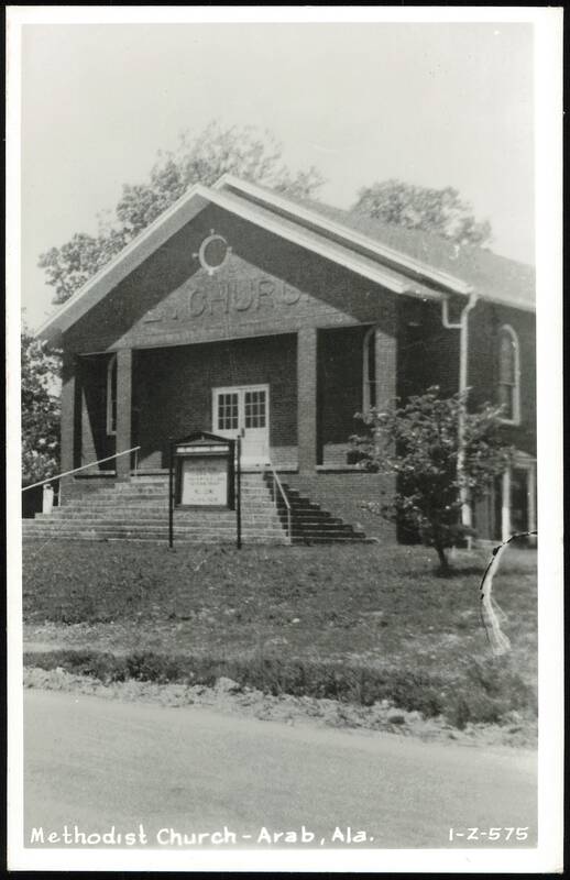Methodist Church building with prominent facade sign Arab Alabama