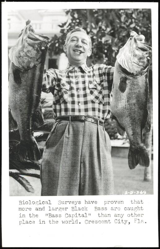 Man with Two Large Black Bass Fish, Crescent City, Florida