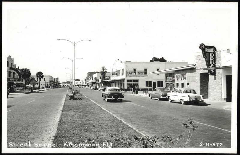 Street Scene with Lloyd's Cafe and Rexall Drugs Kissimmee Florida