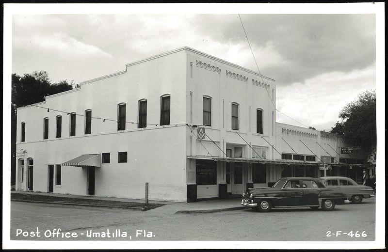 Post Office Building and Street Scene with Cars Umatilla Florida