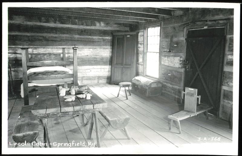 Interior of Lincoln Cabin with Furnishings and Artifacts Springfield Kentucky