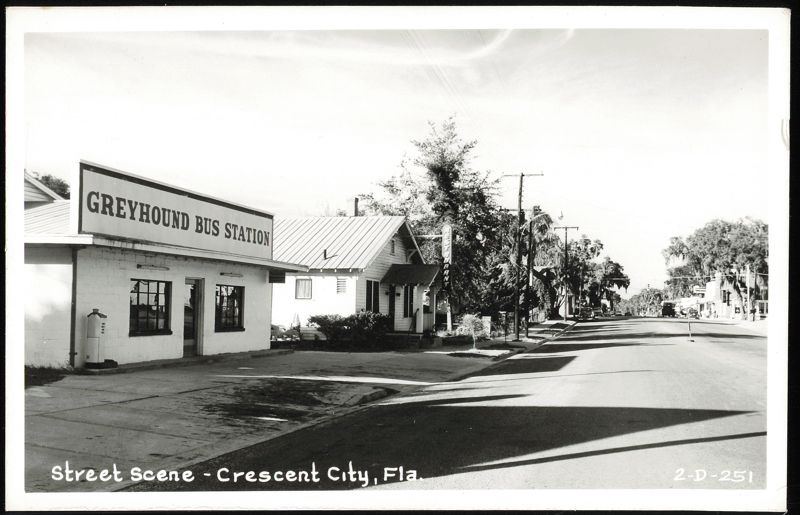 Greyhound Bus Station and Street Scene Crescent City Florida